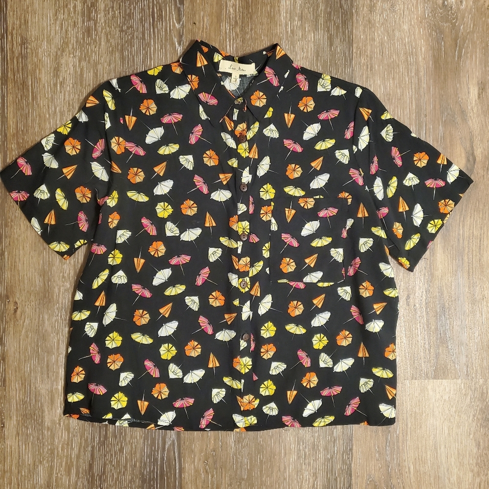 Love Notes Tropical Hawaiian Umbrella Shirt Size Small